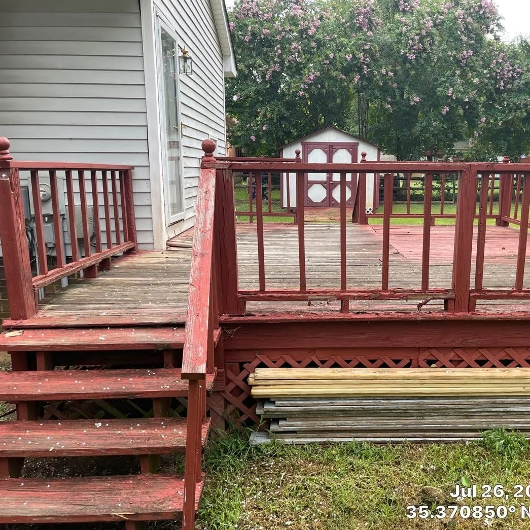 Repaired deck railing